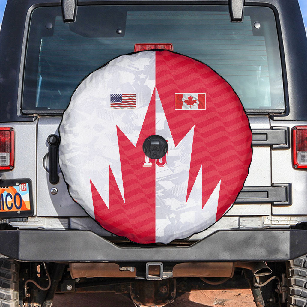 Custom USA and Canada National Football Spare Tire Cover Maple Leaf Geometric and American Stripes