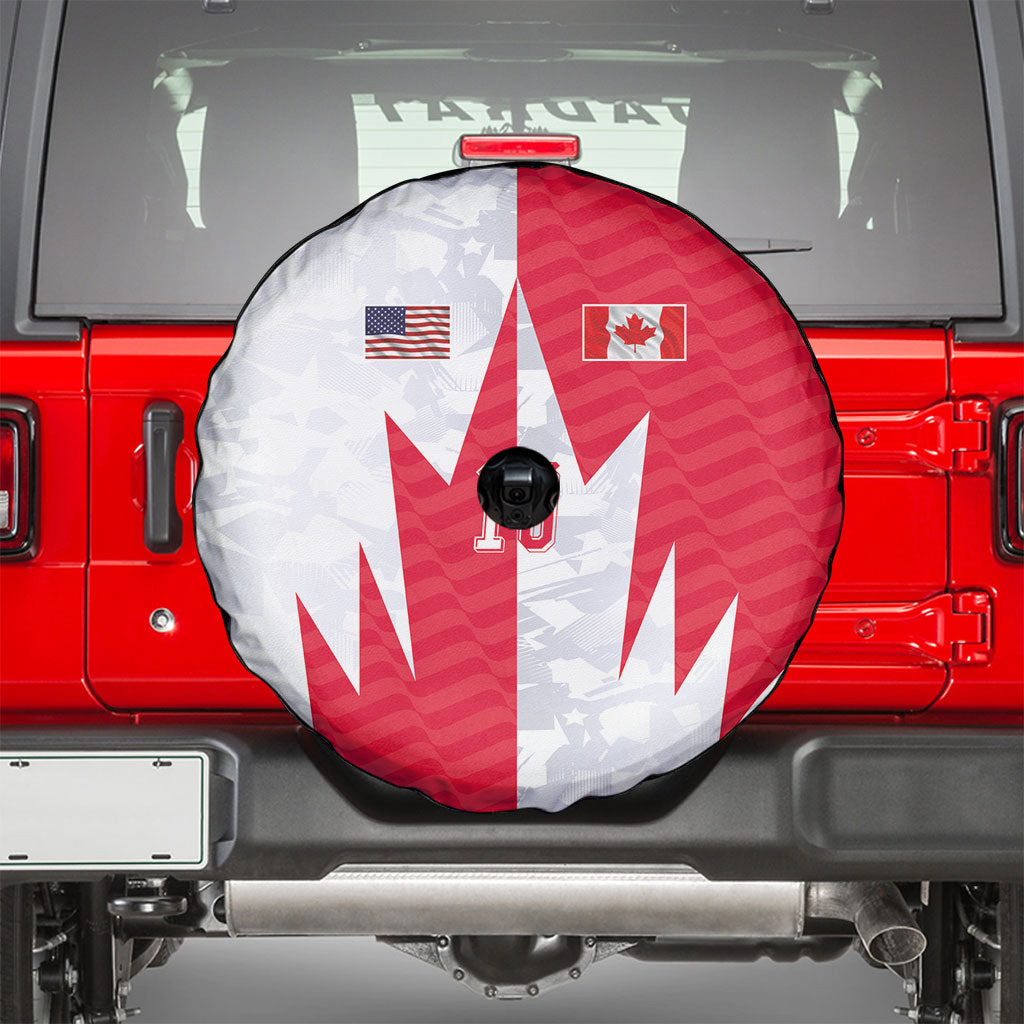 Custom USA and Canada National Football Spare Tire Cover Maple Leaf Geometric and American Stripes