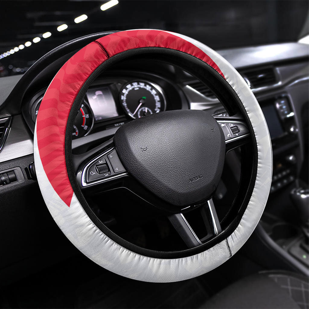 USA and Canada National Football Steering Wheel Cover Maple Leaf Geometric and American Stripes