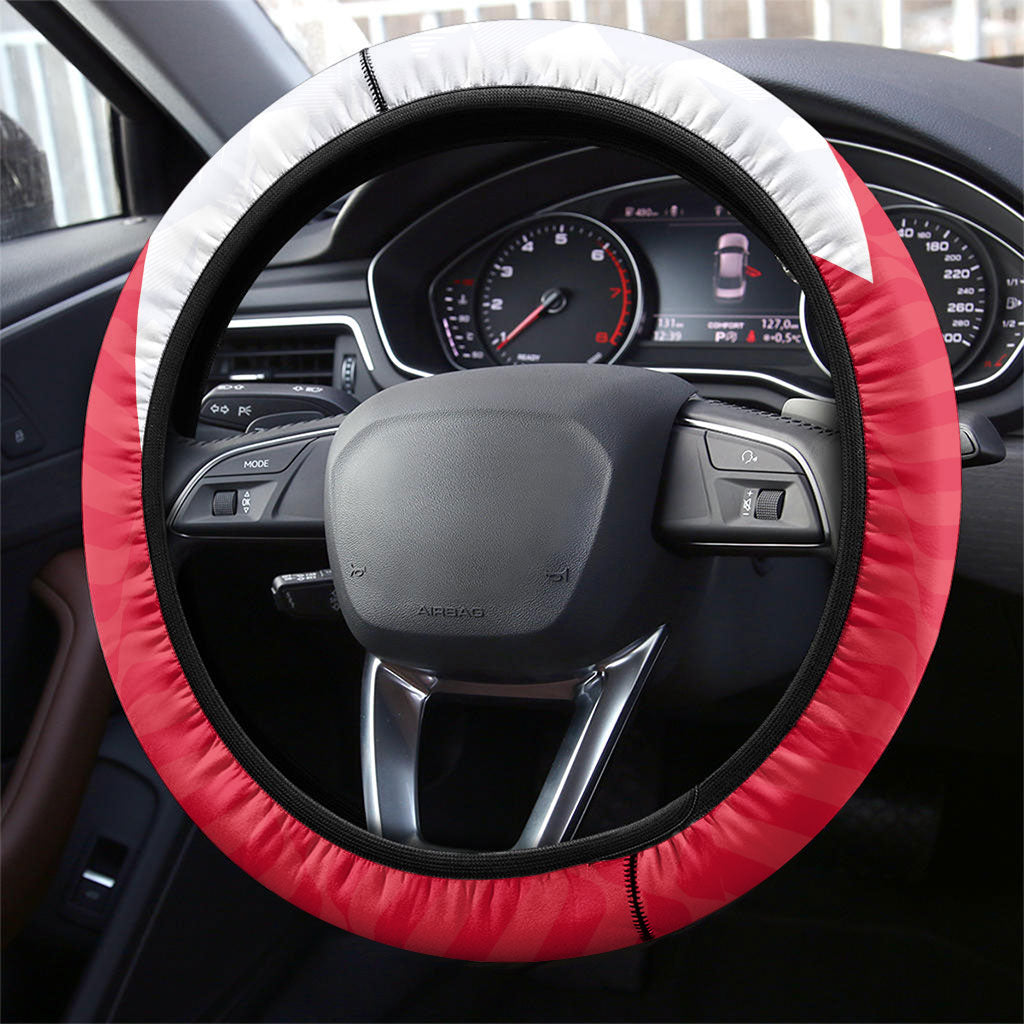 USA and Canada National Football Steering Wheel Cover Maple Leaf Geometric and American Stripes