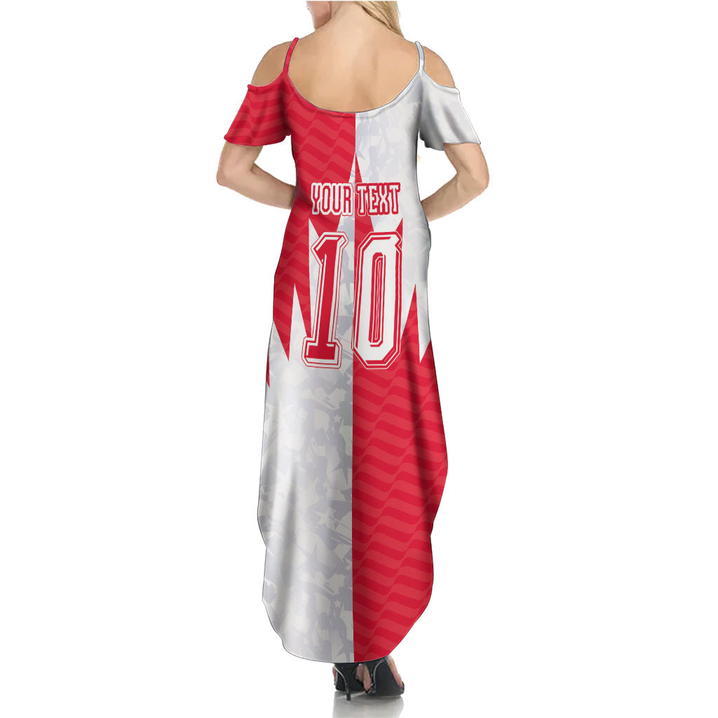 Custom USA and Canada National Football Summer Maxi Dress Maple Leaf Geometric and American Stripes
