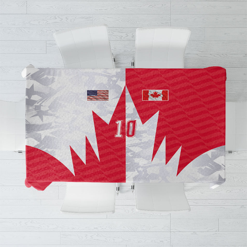 Custom USA and Canada National Football Tablecloth Maple Leaf Geometric and American Stripes