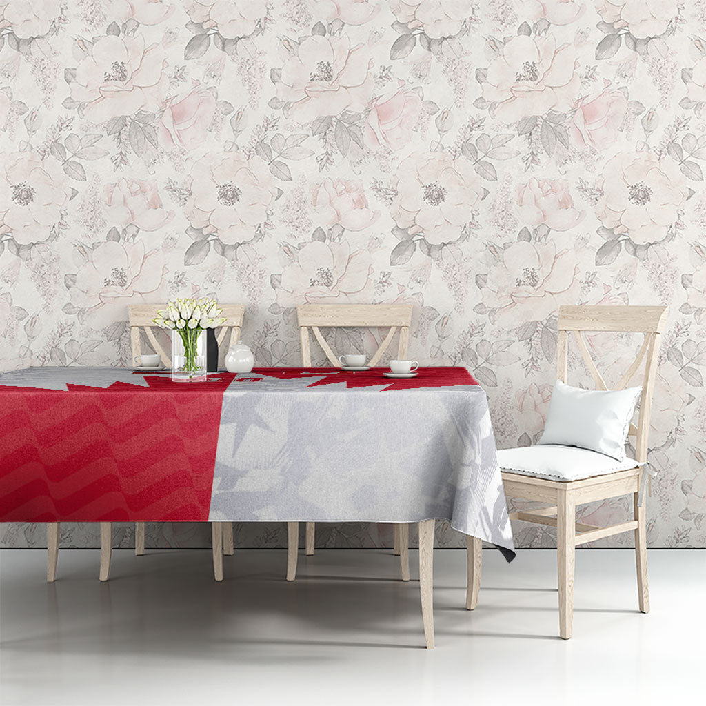 Custom USA and Canada National Football Tablecloth Maple Leaf Geometric and American Stripes