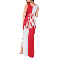 Custom USA and Canada National Football Tank Maxi Dress Maple Leaf Geometric and American Stripes