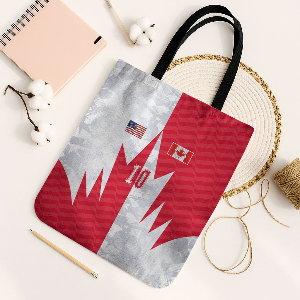 Custom USA and Canada National Football Tote Bag Maple Leaf Geometric and American Stripes