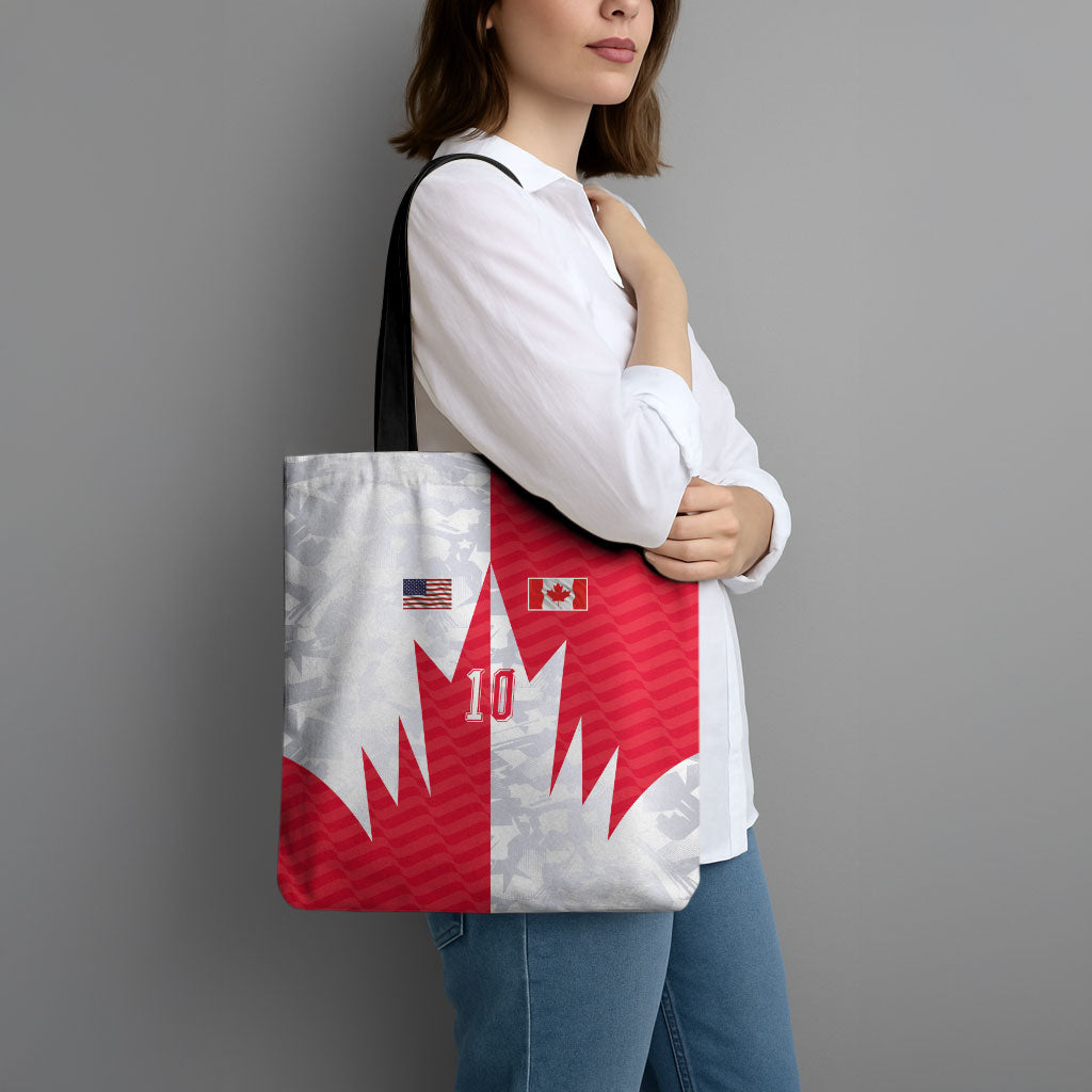 Custom USA and Canada National Football Tote Bag Maple Leaf Geometric and American Stripes