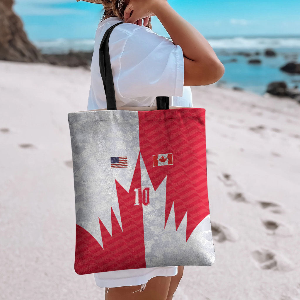 Custom USA and Canada National Football Tote Bag Maple Leaf Geometric and American Stripes
