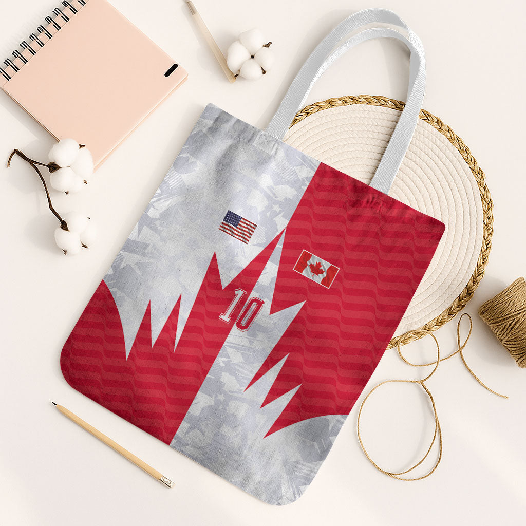 Custom USA and Canada National Football Tote Bag Maple Leaf Geometric and American Stripes