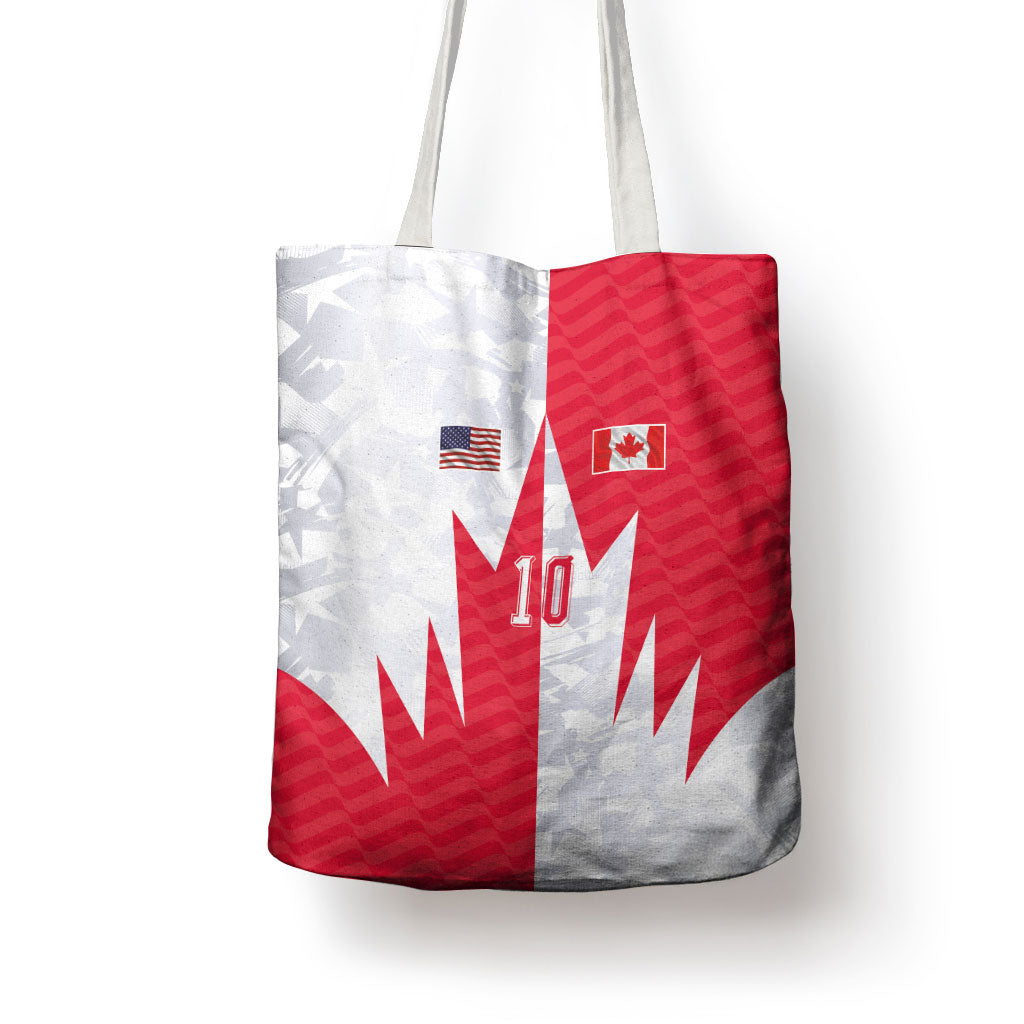 Custom USA and Canada National Football Tote Bag Maple Leaf Geometric and American Stripes