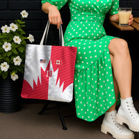 Custom USA and Canada National Football Tote Bag Maple Leaf Geometric and American Stripes