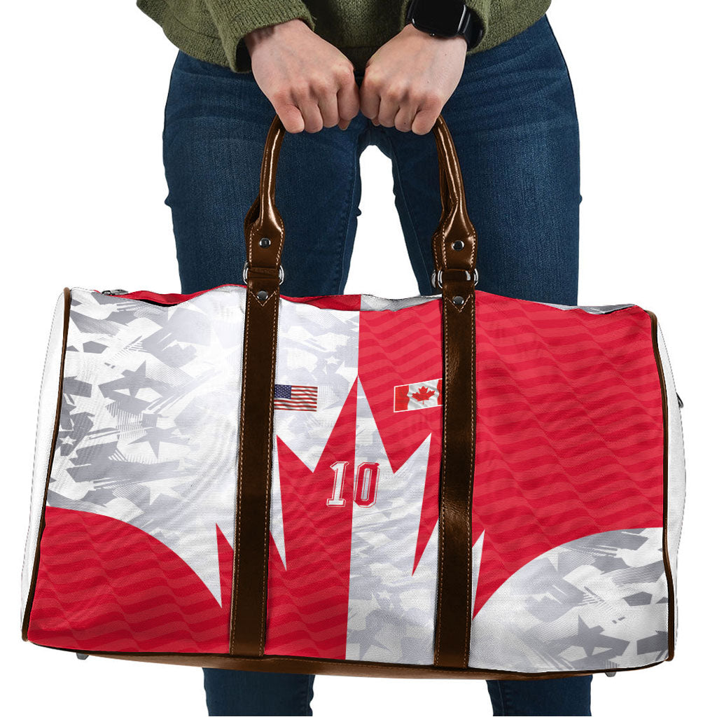 Custom USA and Canada National Football Travel Bag Maple Leaf Geometric and American Stripes