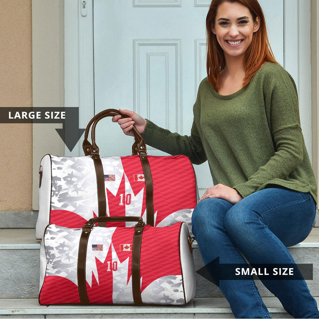 Custom USA and Canada National Football Travel Bag Maple Leaf Geometric and American Stripes