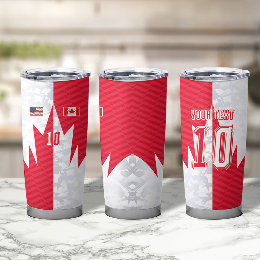 Custom USA and Canada National Football Tumbler Cup Maple Leaf Geometric and American Stripes