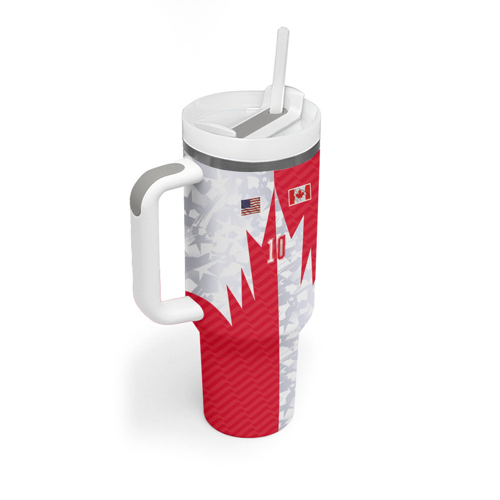 Custom USA and Canada National Football Tumbler With Handle Maple Leaf Geometric and American Stripes