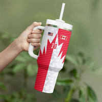 Custom USA and Canada National Football Tumbler With Handle Maple Leaf Geometric and American Stripes