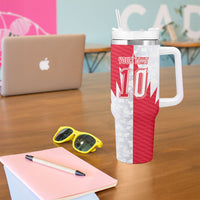 Custom USA and Canada National Football Tumbler With Handle Maple Leaf Geometric and American Stripes