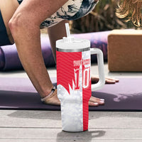 Custom USA and Canada National Football Tumbler With Handle Maple Leaf Geometric and American Stripes