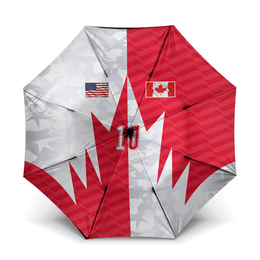 Custom USA and Canada National Football Umbrella Maple Leaf Geometric and American Stripes
