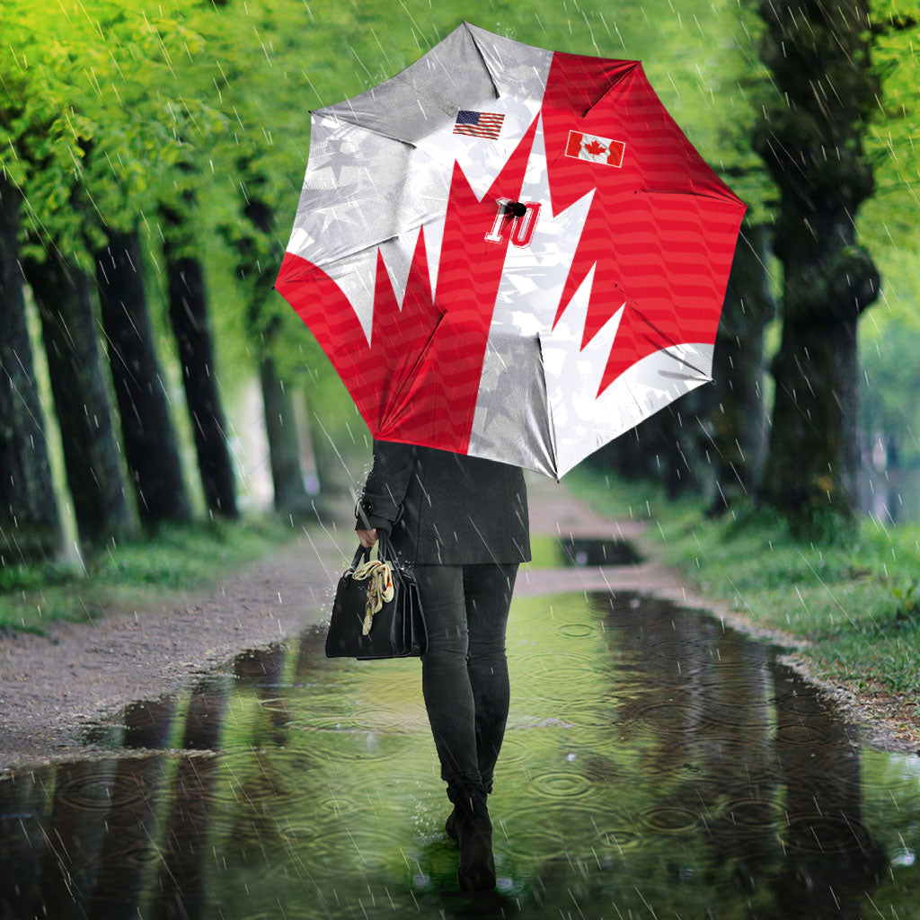 Custom USA and Canada National Football Umbrella Maple Leaf Geometric and American Stripes