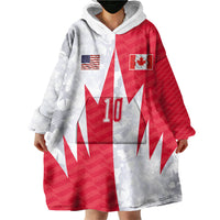Custom USA and Canada National Football Wearable Blanket Hoodie Maple Leaf Geometric and American Stripes