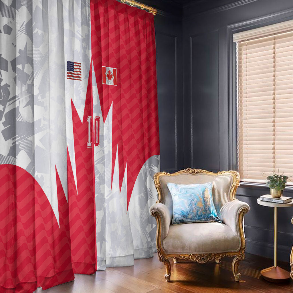 Custom USA and Canada National Football Window Curtain Maple Leaf Geometric and American Stripes
