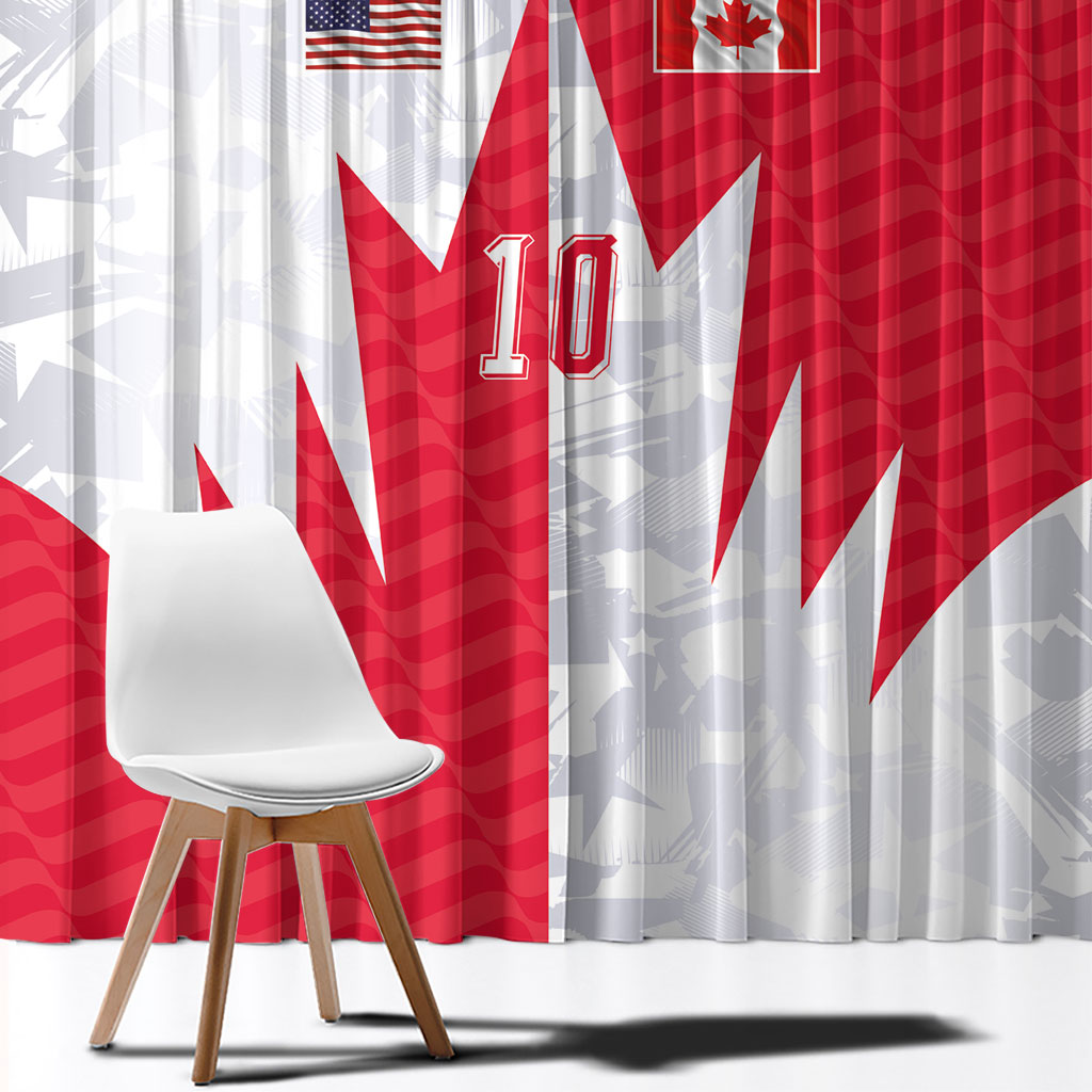 Custom USA and Canada National Football Window Curtain Maple Leaf Geometric and American Stripes