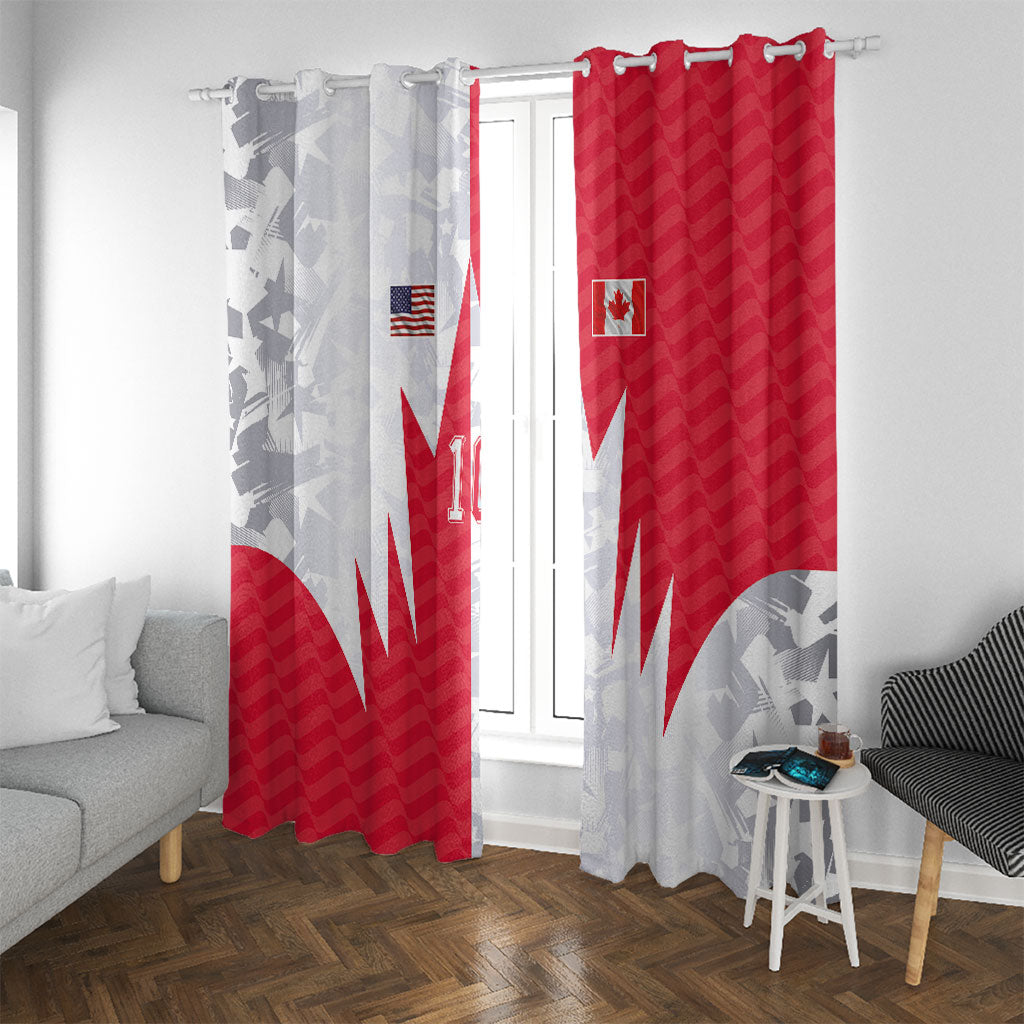 Custom USA and Canada National Football Window Curtain Maple Leaf Geometric and American Stripes