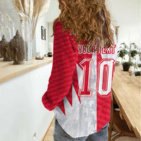 Custom USA and Canada National Football Women Casual Shirt Maple Leaf Geometric and American Stripes