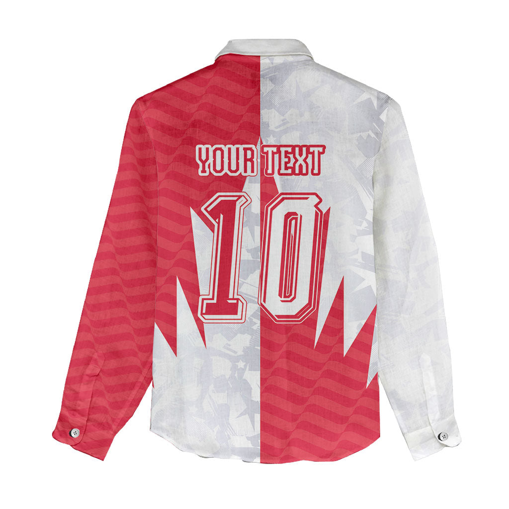 Custom USA and Canada National Football Women Casual Shirt Maple Leaf Geometric and American Stripes