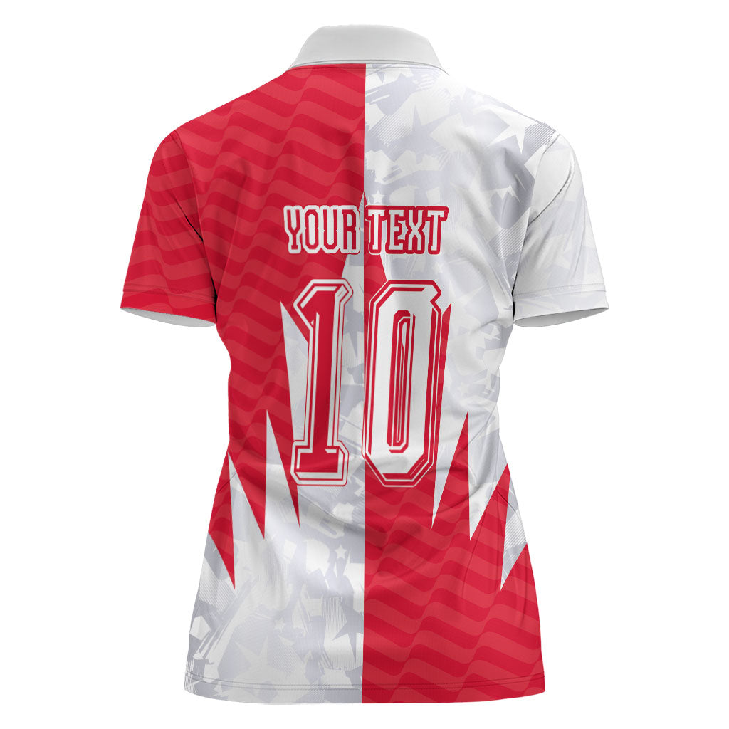 Custom USA and Canada National Football Women Polo Shirt Maple Leaf Geometric and American Stripes