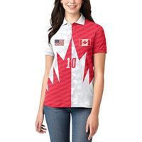 Custom USA and Canada National Football Women Polo Shirt Maple Leaf Geometric and American Stripes