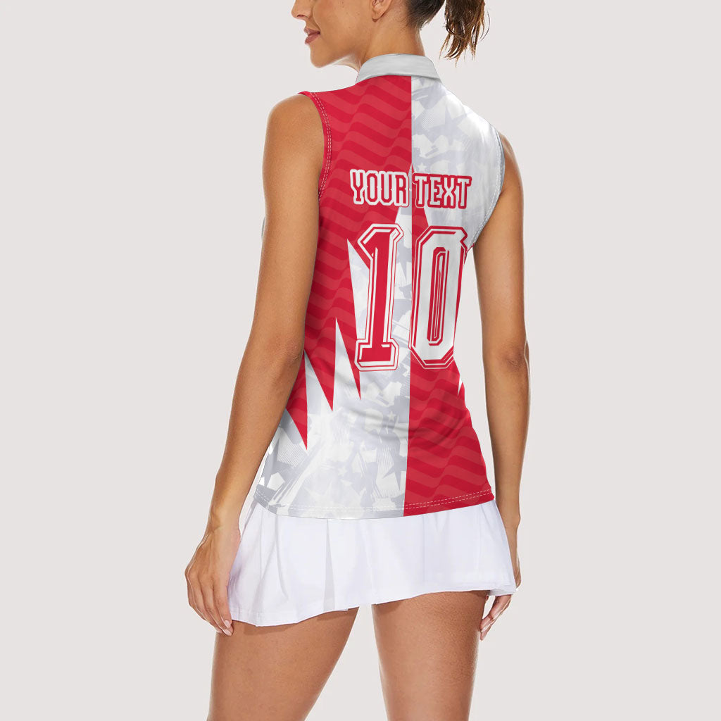 Custom USA and Canada National Football Women Sleeveless Polo Shirt Maple Leaf Geometric and American Stripes