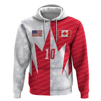 Custom USA and Canada National Football Zip Hoodie Maple Leaf Geometric and American Stripes