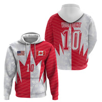 Custom USA and Canada National Football Zip Hoodie Maple Leaf Geometric and American Stripes
