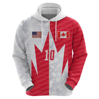 Custom USA and Canada National Football Zip Hoodie Maple Leaf Geometric and American Stripes