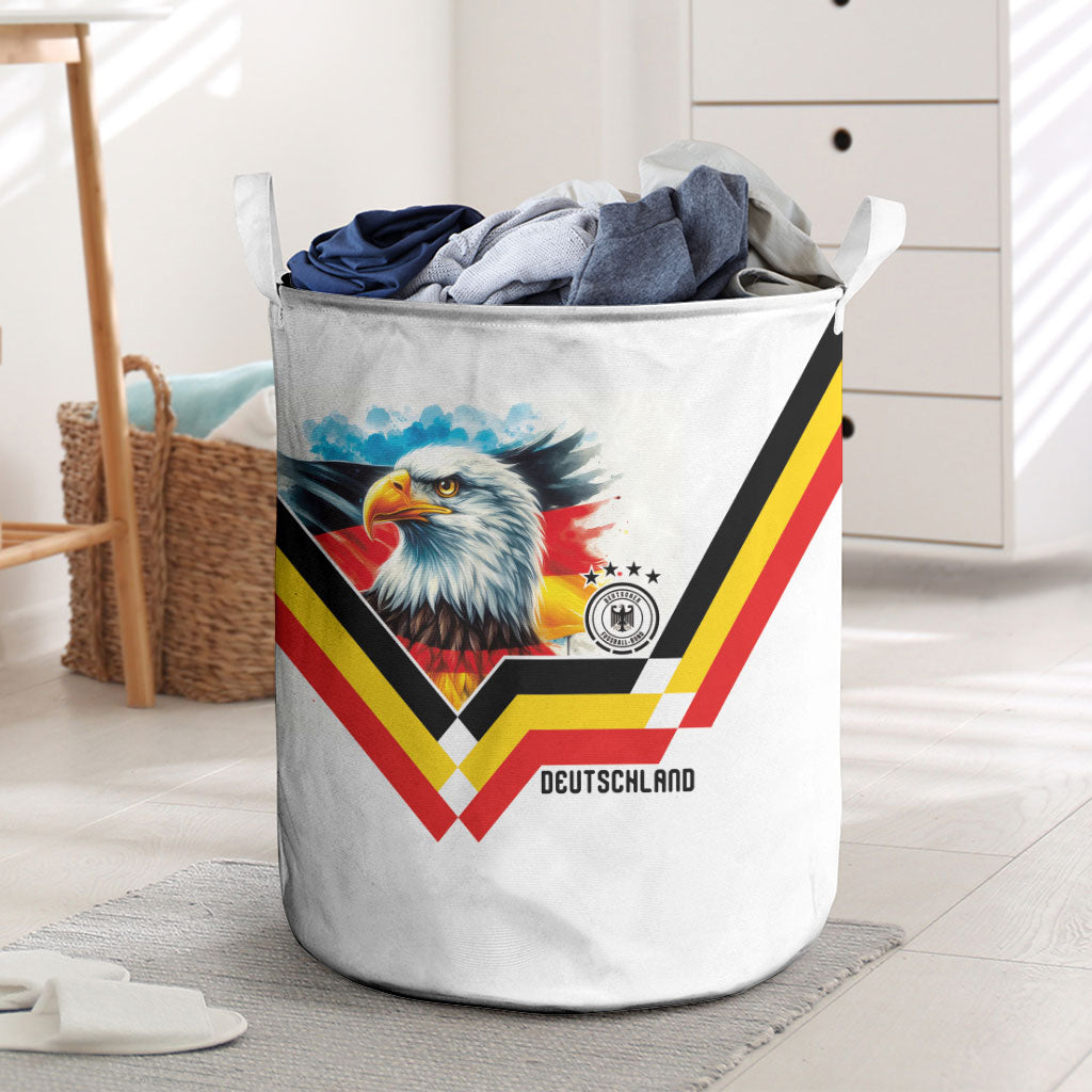 Germany National Football Laundry Basket Deutschland Eagle Watercolor Splash Geometric Flag Stripe Pattern Art