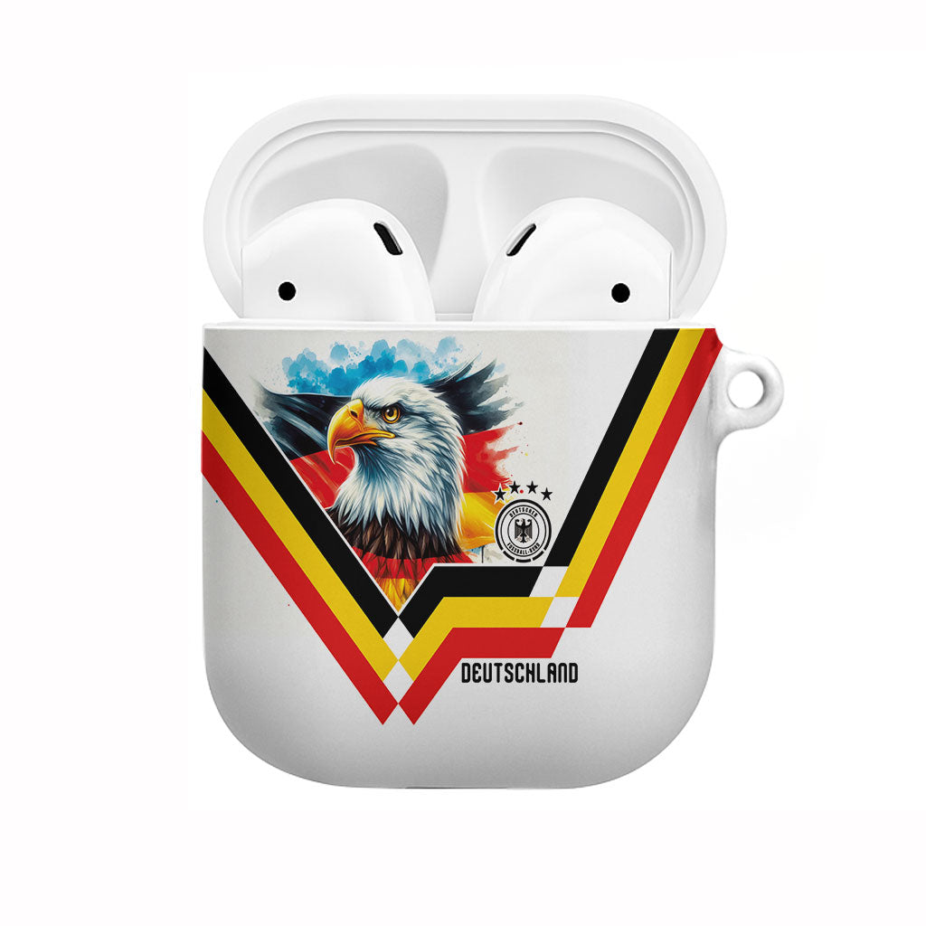 Germany National Football AirPods Case Deutschland Eagle Watercolor Splash Geometric Flag Stripe Pattern Art