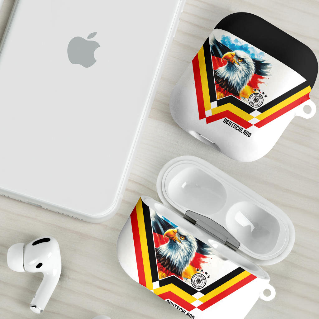 Germany National Football AirPods Case Deutschland Eagle Watercolor Splash Geometric Flag Stripe Pattern Art