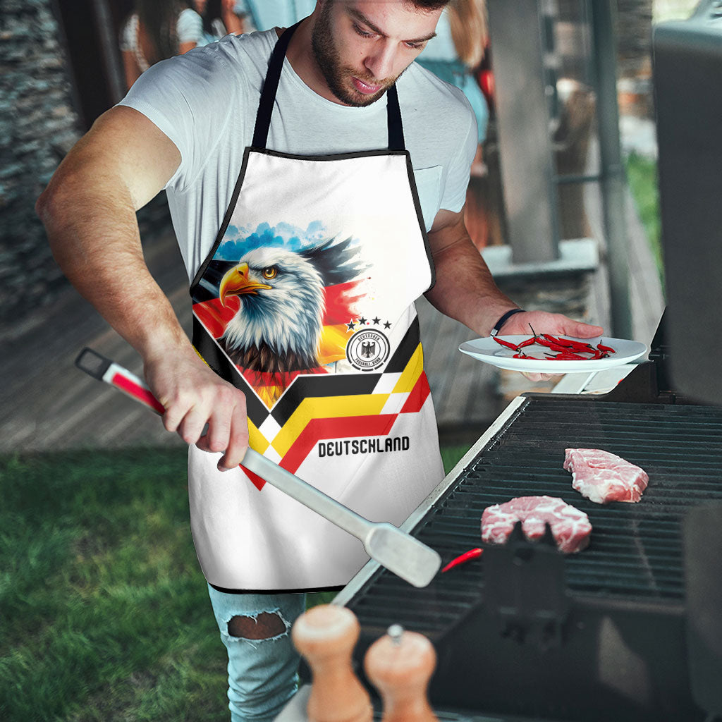 Germany National Football Apron Deutschland Eagle Watercolor Splash Geometric Flag Stripe Pattern Art