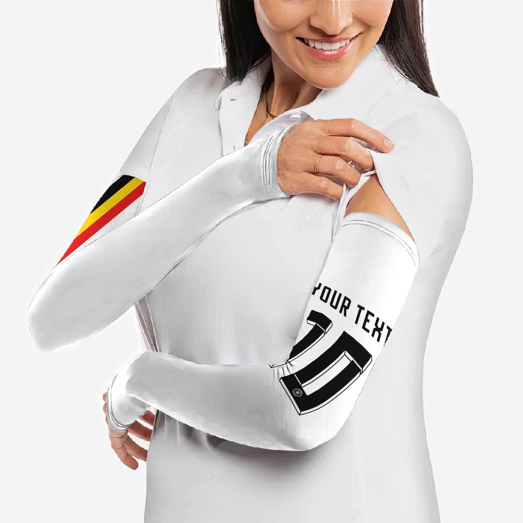 Custom Germany National Football Arm Sleeves Deutschland Eagle Watercolor Splash Geometric Flag Stripe Pattern Art