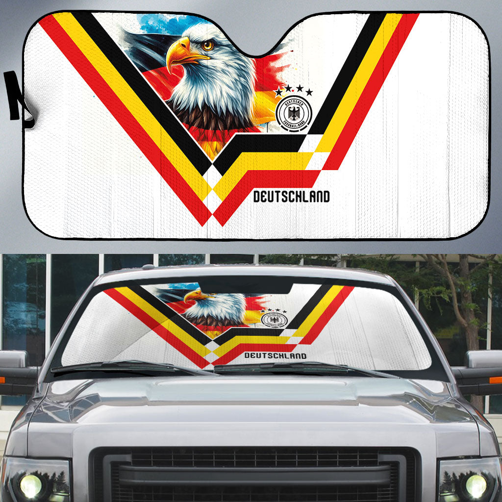 Germany National Football Auto Sun Shade Deutschland Eagle Watercolor Splash Geometric Flag Stripe Pattern Art