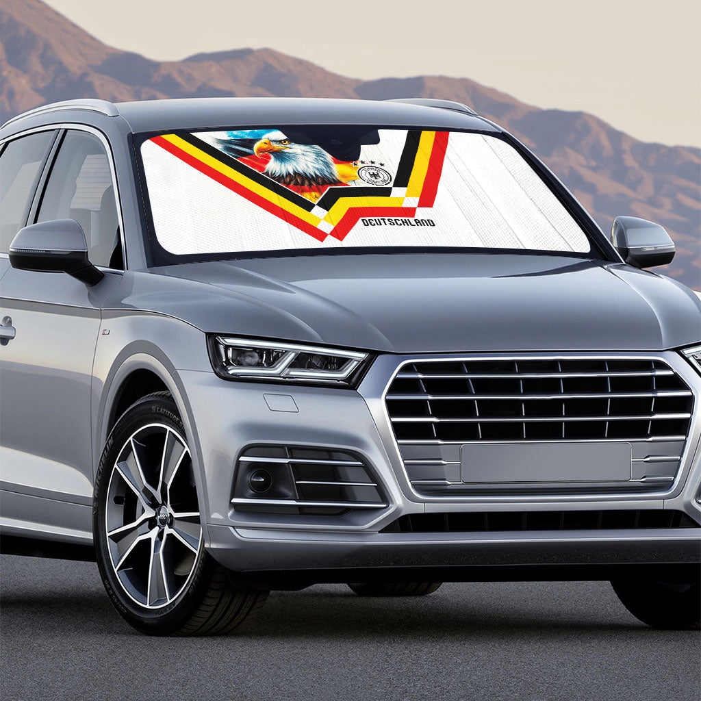 Germany National Football Auto Sun Shade Deutschland Eagle Watercolor Splash Geometric Flag Stripe Pattern Art