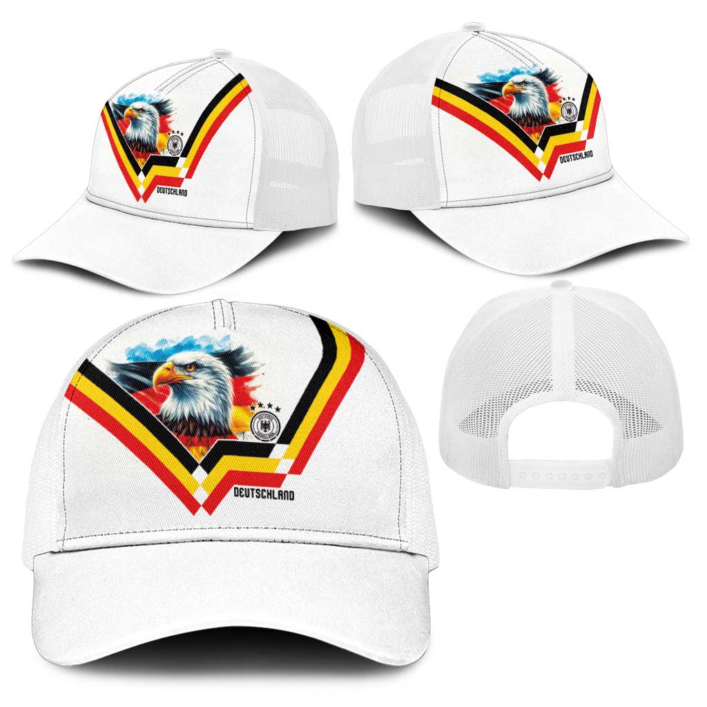 Germany National Football Baseball Net Cap Deutschland Eagle Watercolor Splash Geometric Flag Stripe Pattern Art