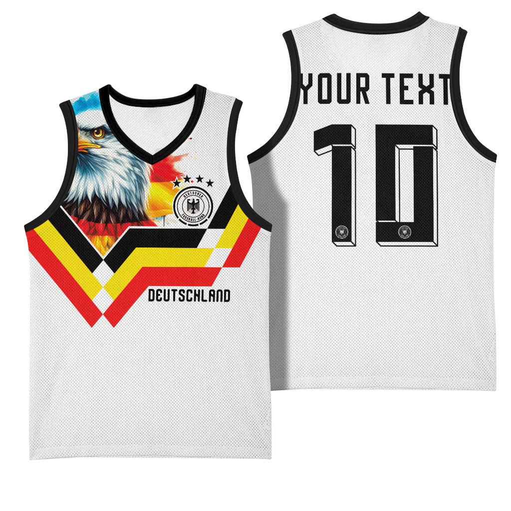 Custom Germany National Football Basketball Jersey Deutschland Eagle Watercolor Splash Geometric Flag Stripe Pattern Art