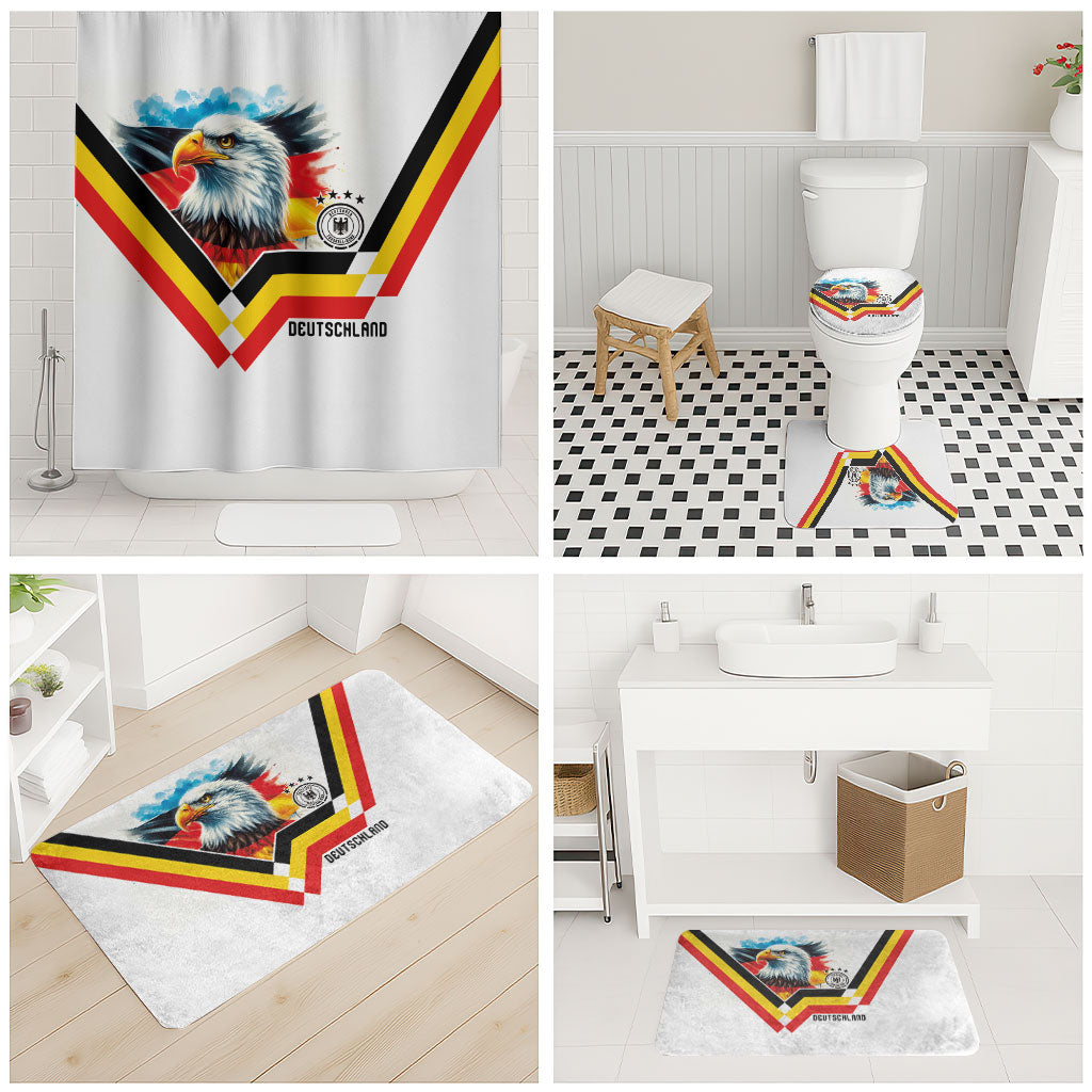 Germany National Football Bathroom Set Deutschland Eagle Watercolor Splash Geometric Flag Stripe Pattern Art