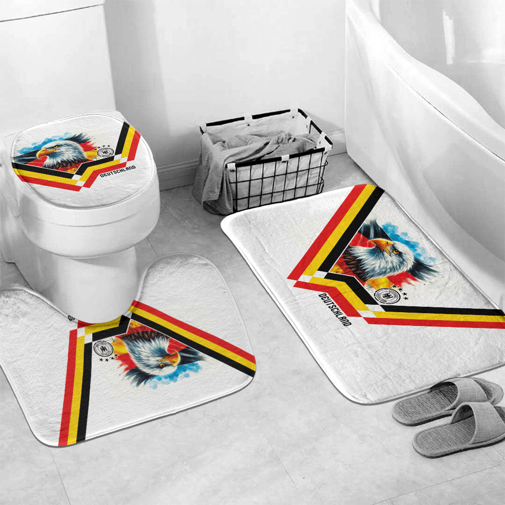 Germany National Football Bathroom Set Deutschland Eagle Watercolor Splash Geometric Flag Stripe Pattern Art