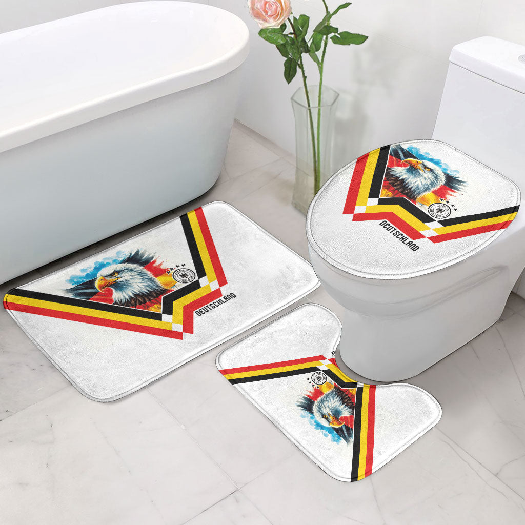 Germany National Football Bathroom Set Deutschland Eagle Watercolor Splash Geometric Flag Stripe Pattern Art