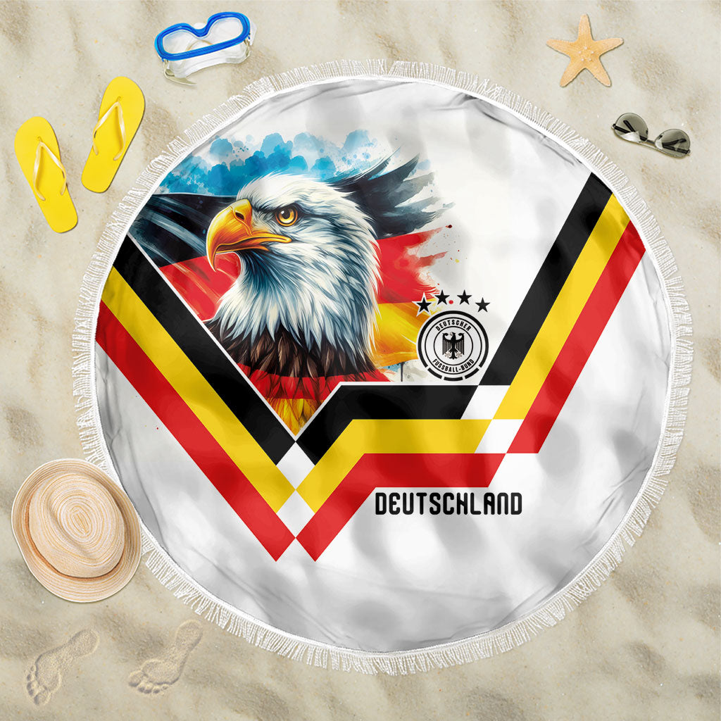Germany National Football Beach Blanket Deutschland Eagle Watercolor Splash Geometric Flag Stripe Pattern Art