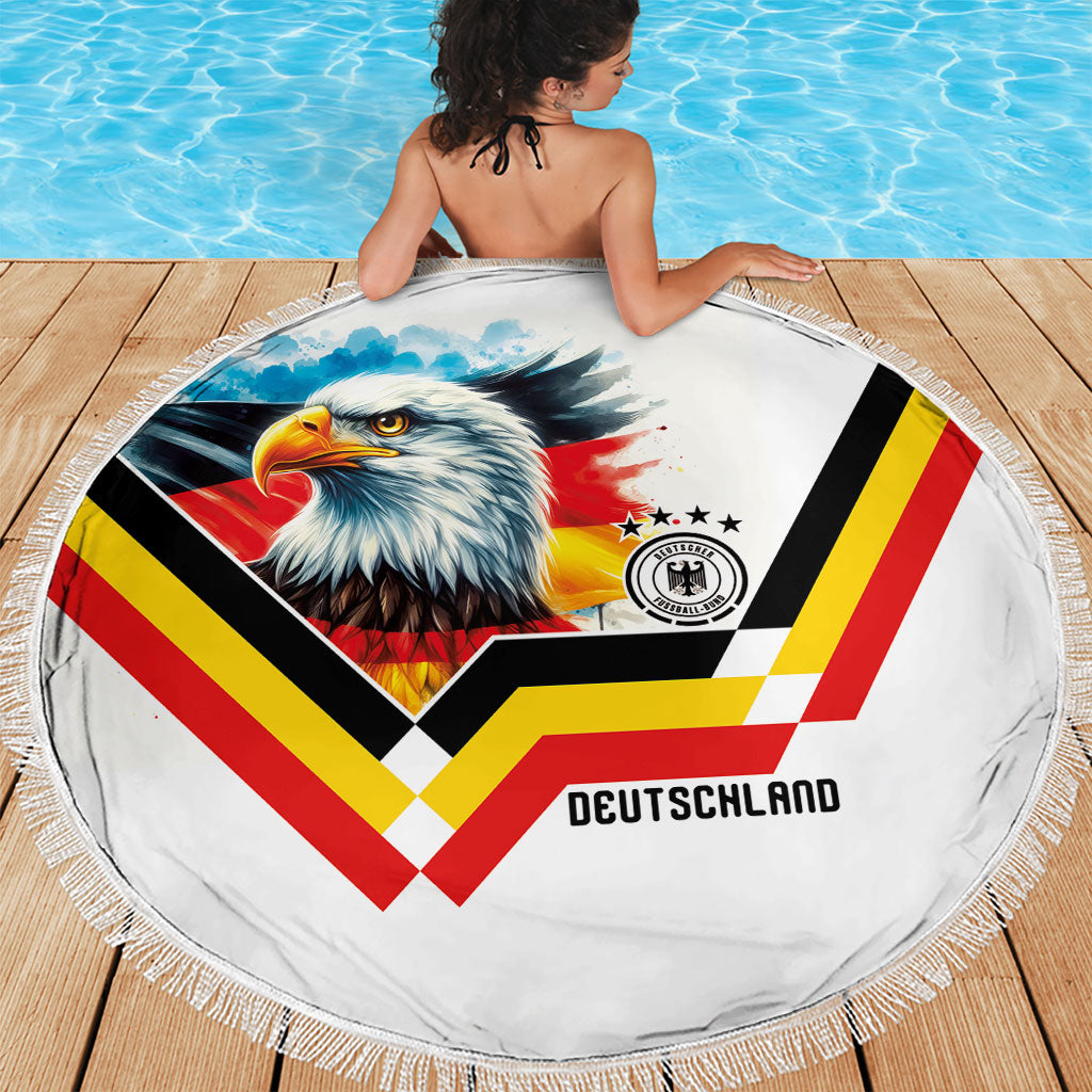 Germany National Football Beach Blanket Deutschland Eagle Watercolor Splash Geometric Flag Stripe Pattern Art