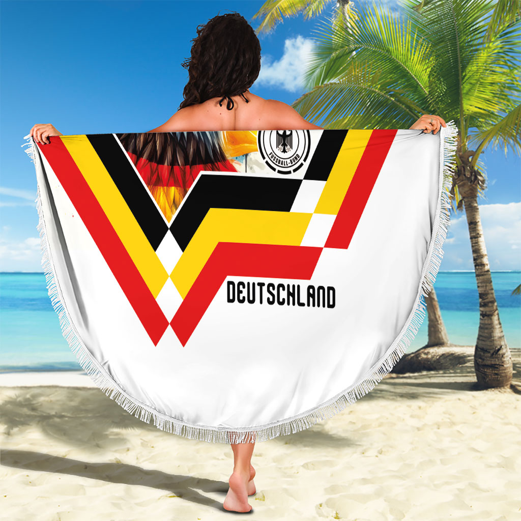 Germany National Football Beach Blanket Deutschland Eagle Watercolor Splash Geometric Flag Stripe Pattern Art